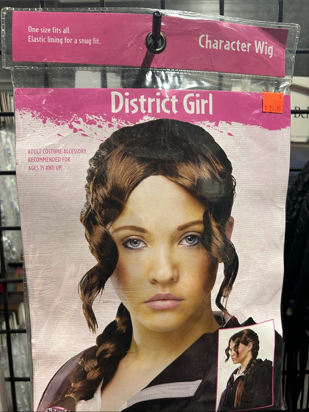District Girl Brown Braided Costume Wig with Face-Framing Curls